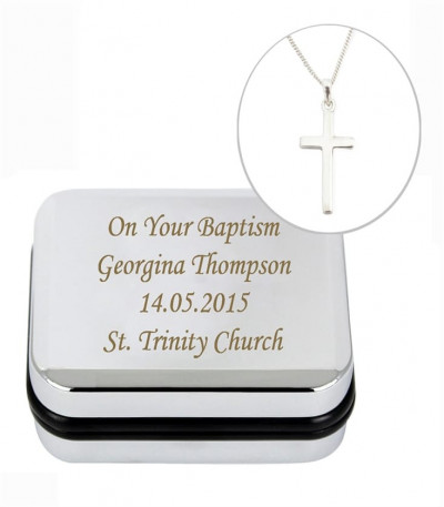 Personalised Engraved Box With Cross Necklace