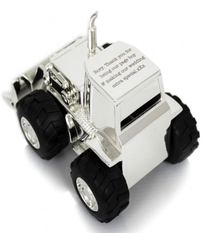 Silver Plated Personalised Tractor Money Box