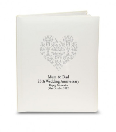 Personalised Silver Damask Heart Photo Album