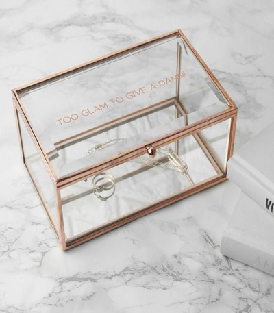 Personalised Rose Gold Glass Jewellery Box