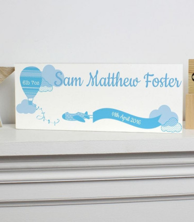 'Up and Away' Boys Personalised Mantel Block