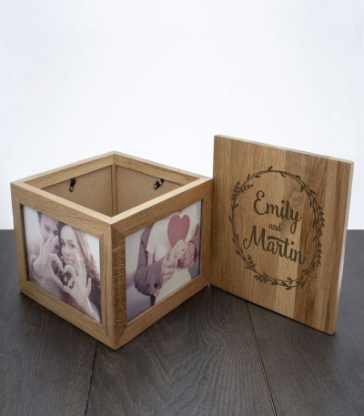 Couple's Personalised Photo Box With Wreath Design