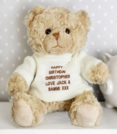 Personalised Teddy Bear - Cream Jumper