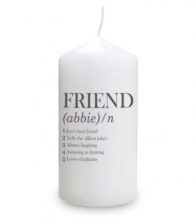 Personalised Dictionary Definition Friend Candle