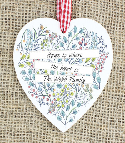 Personalised Botanical Wooden Heart