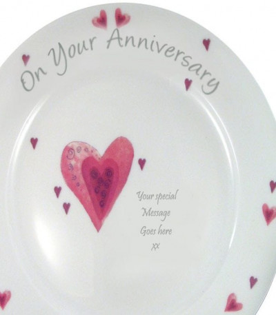 Personalised Plate - Anniversary Heart Design