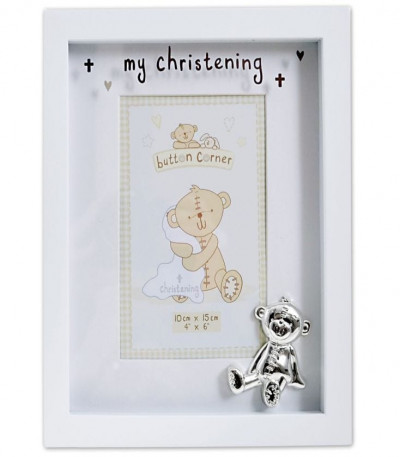 Button Corner Christening Frame