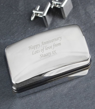 Personalised Cufflink Box - Chrome