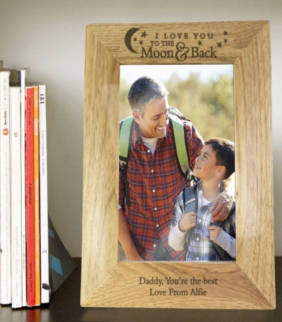 To the Moon and Back Wooden Anniversary Photo Frame