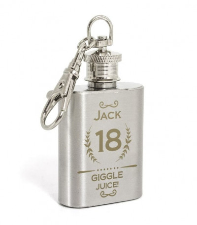 Personalised Age Crest 1oz Hip Flask Keyring