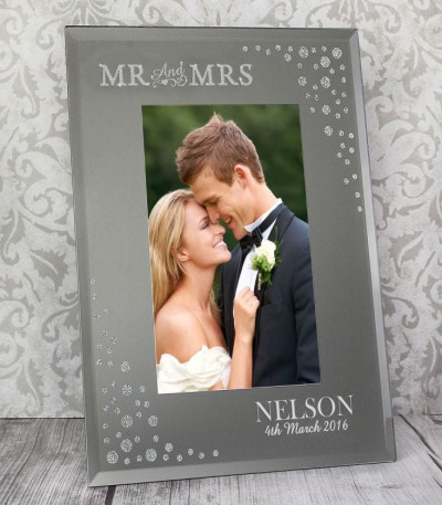 Personalised Diamante Mr and Mrs Frame