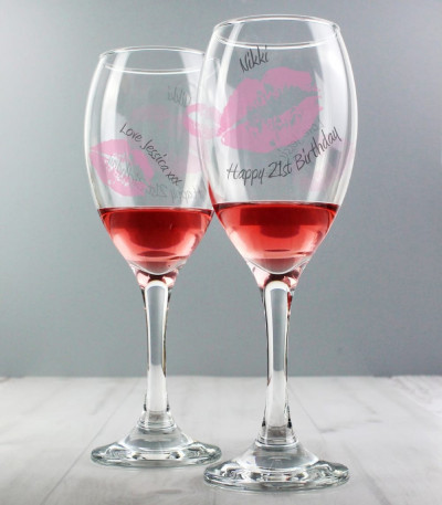 Personalised Wine Glass - Kiss