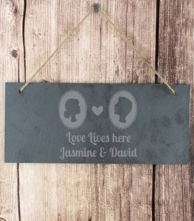 Personalised 'Cameo' Slate Door Sign