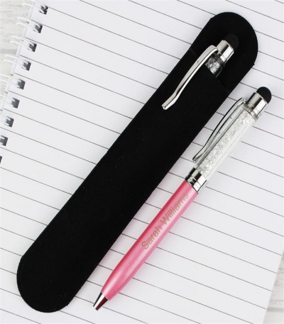 Personalised Diamante Elements Pink Pen