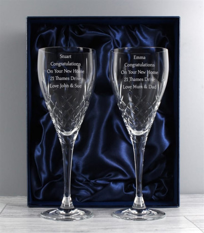 Personalised Pair Of Crystal Wine Glasses