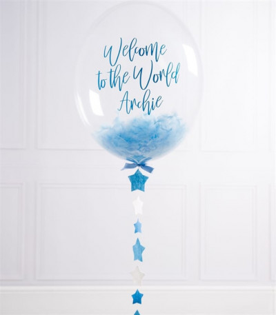 Personalised Blue New Baby Balloon