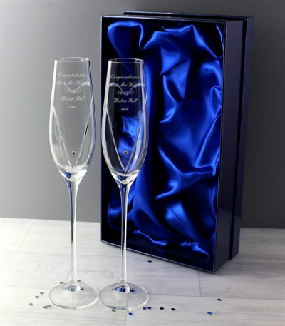 Personalised Champagne Glasses - Heart Design