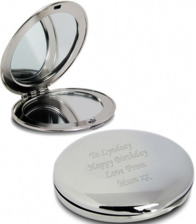 Silver Plated Personalised Compact Mirror