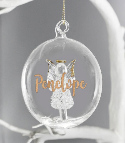 Personalised Glass Glitter Xmas Tree Bauble