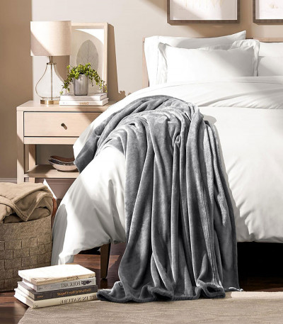 Bedding Fleece Blanket Queen Size Grey