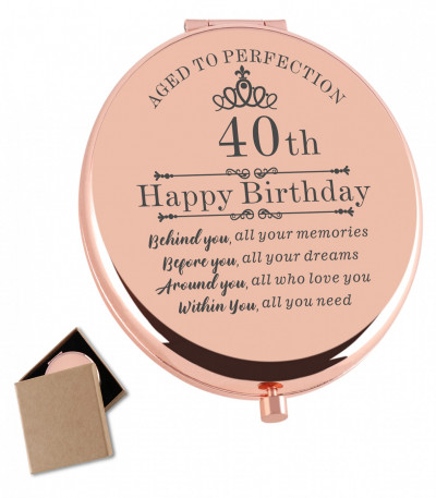 Round Compact Mirror - 40th Birthday Present Idea For Her