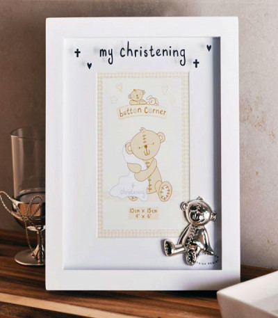 Button Corner Christening Frame