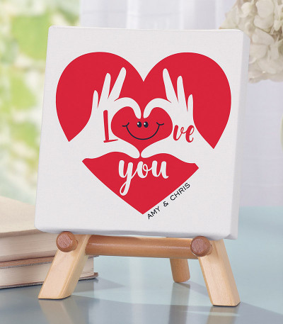 Two Hearts, One Love Mini Canvas On Staffeli