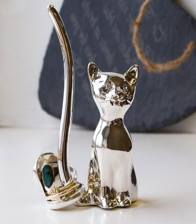Silver Cat Ring Holder