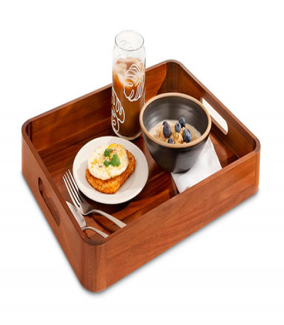 Acacia Wooden Serving Tray with Handles