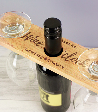 Personalised 'Wine O'clock' Wine Glass & Bottle Butler