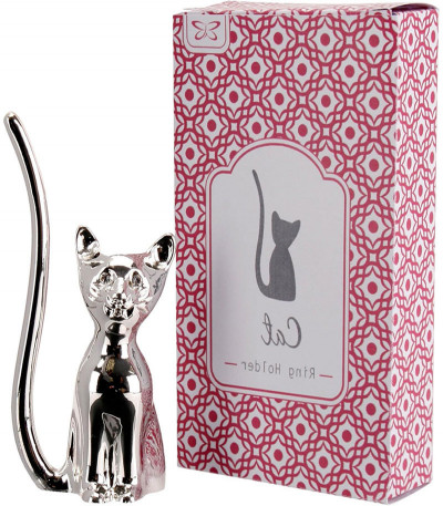 Silver Cat Ring Holder