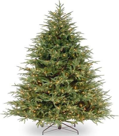 Artificial Christmas Tree, White Lights, Includes Stand, 7.5 Feet