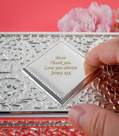 Antique Style Personalised Silver Plated Jewellery Box