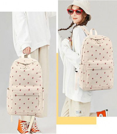 School Backpack for Teen Girls (Strawberry Beige)