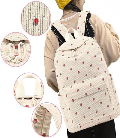 School Backpack for Teen Girls (Strawberry Beige)