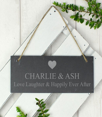 Personalised Slate Door Plaque - Heart Design