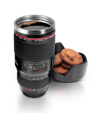 Camera Lens Mug with Lid