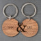 Personalised Couples Set of Two Wooden Keyrings