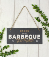 Personalised Barbeque Grill Master Hanging Slate Garden Sign