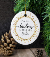 Personalised First Christmas as Mr and Mrs Ceramic Decoration