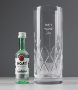 Personalised Crystal Glass & Bacardi Gift Set