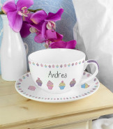 Personalised Tea Cup And Saucer - Cupcake Design