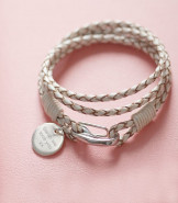 Personalised White Leather Braided Bracelet
