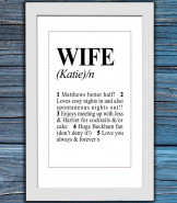 Personalised Wife Definition Poster