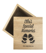 Baby Girl Shoes Oak Photo Keepsake Box