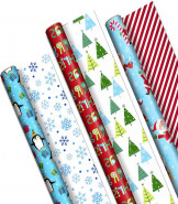 Hallmark Cute Reversible Christmas Wrapping Paper (3 Rolls: 120 sq. ft. ttl)