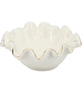 White Ruffle Bowl with Gold Trim