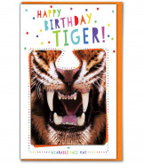 Tiger Novelty Birthday Card With Face Mat