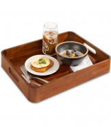 Acacia Wooden Serving Tray with Handles