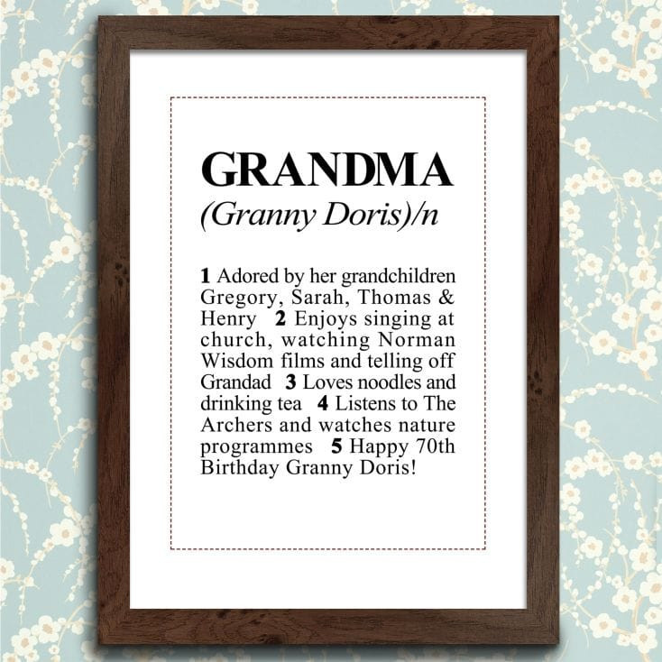 Dictionary Definition Personalised Grandma Print